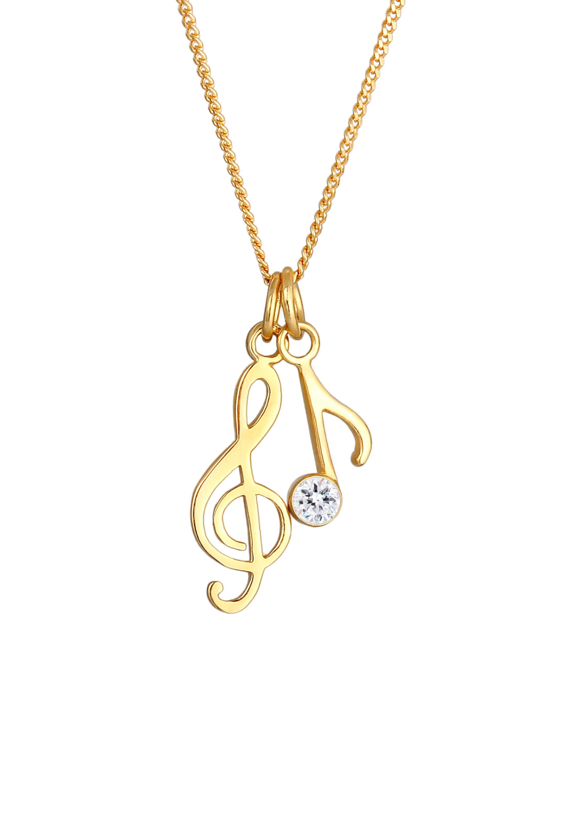 ELLI Halskette Multipendants, Note, Notenschlüssel in Gold: Vorderseite