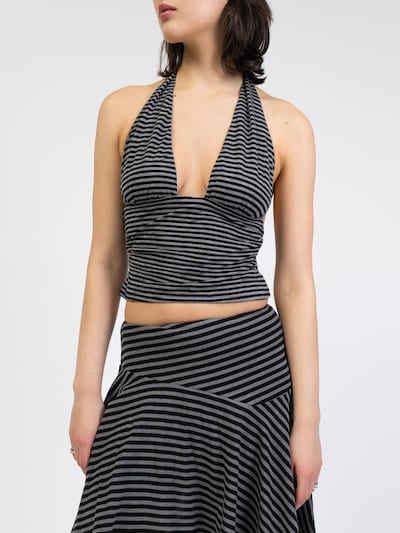 BROKE + SCHÖN Top 'Gestreiftes Neckholdertop' in XS in Black, Item view