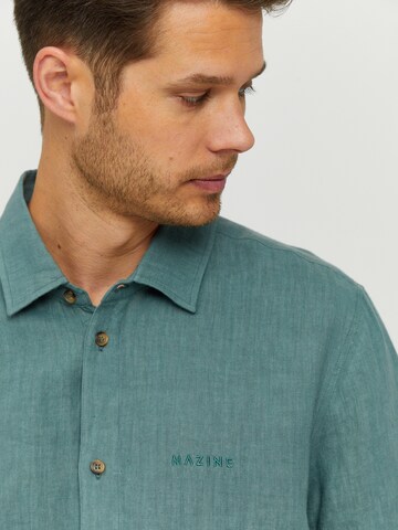 mazine Regular Fit Hemd ' Leland Linen Shirt ' in Grün