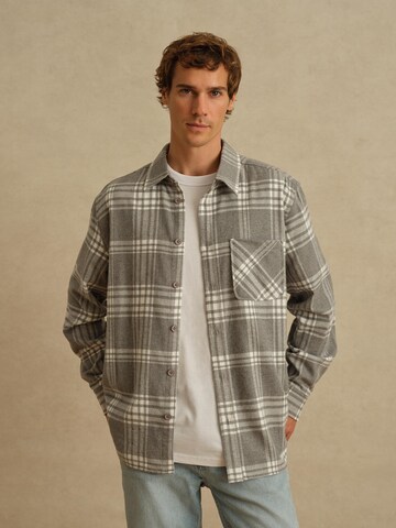 DAN FOX APPAREL Regular fit Button Up Shirt 'Janosch' in Grey: front
