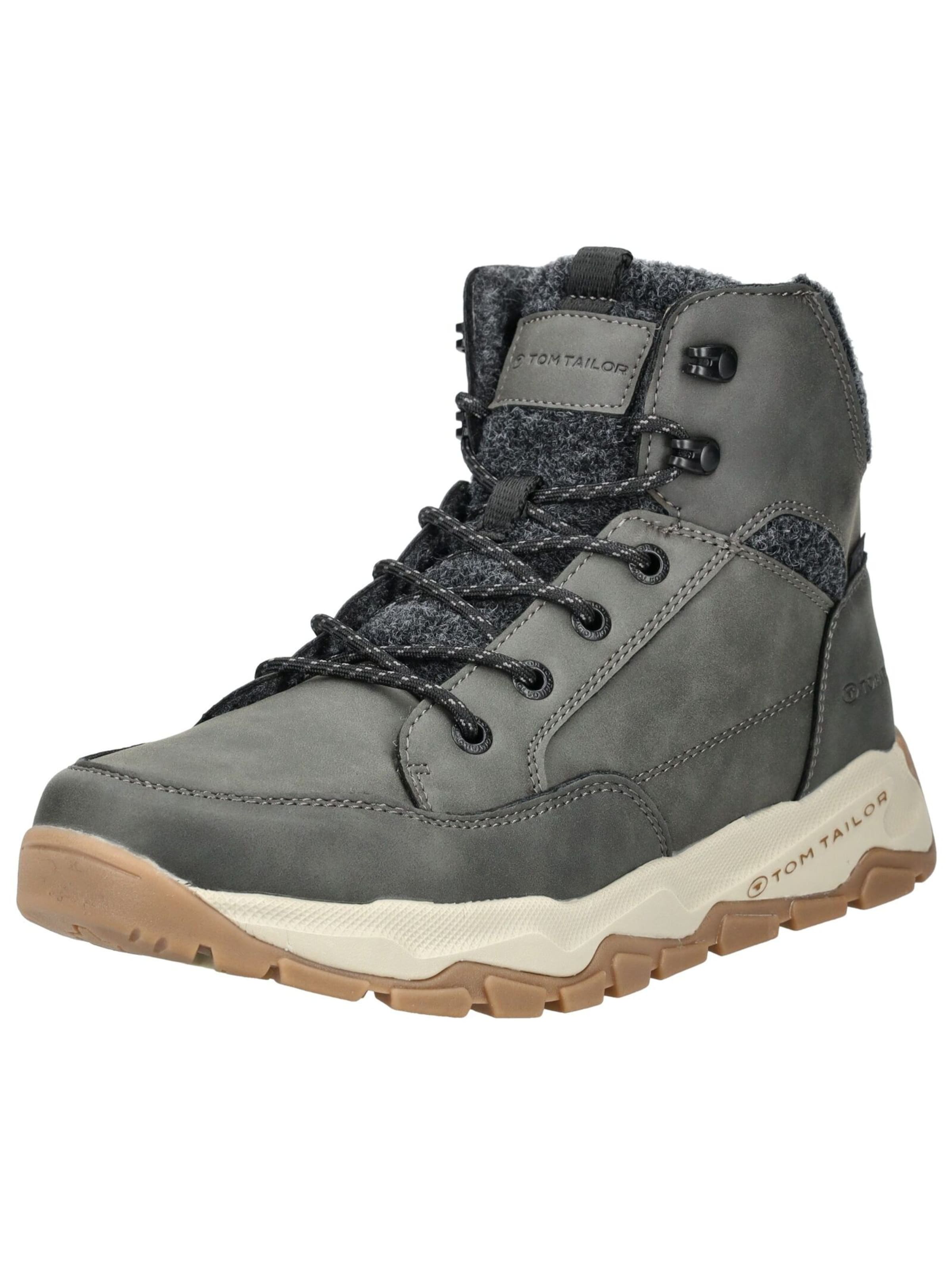 TOM TAILOR - Botas con cordones en gris: frente