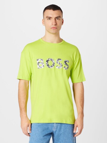 Tricou 'Lotus' de la BOSS pe verde: față