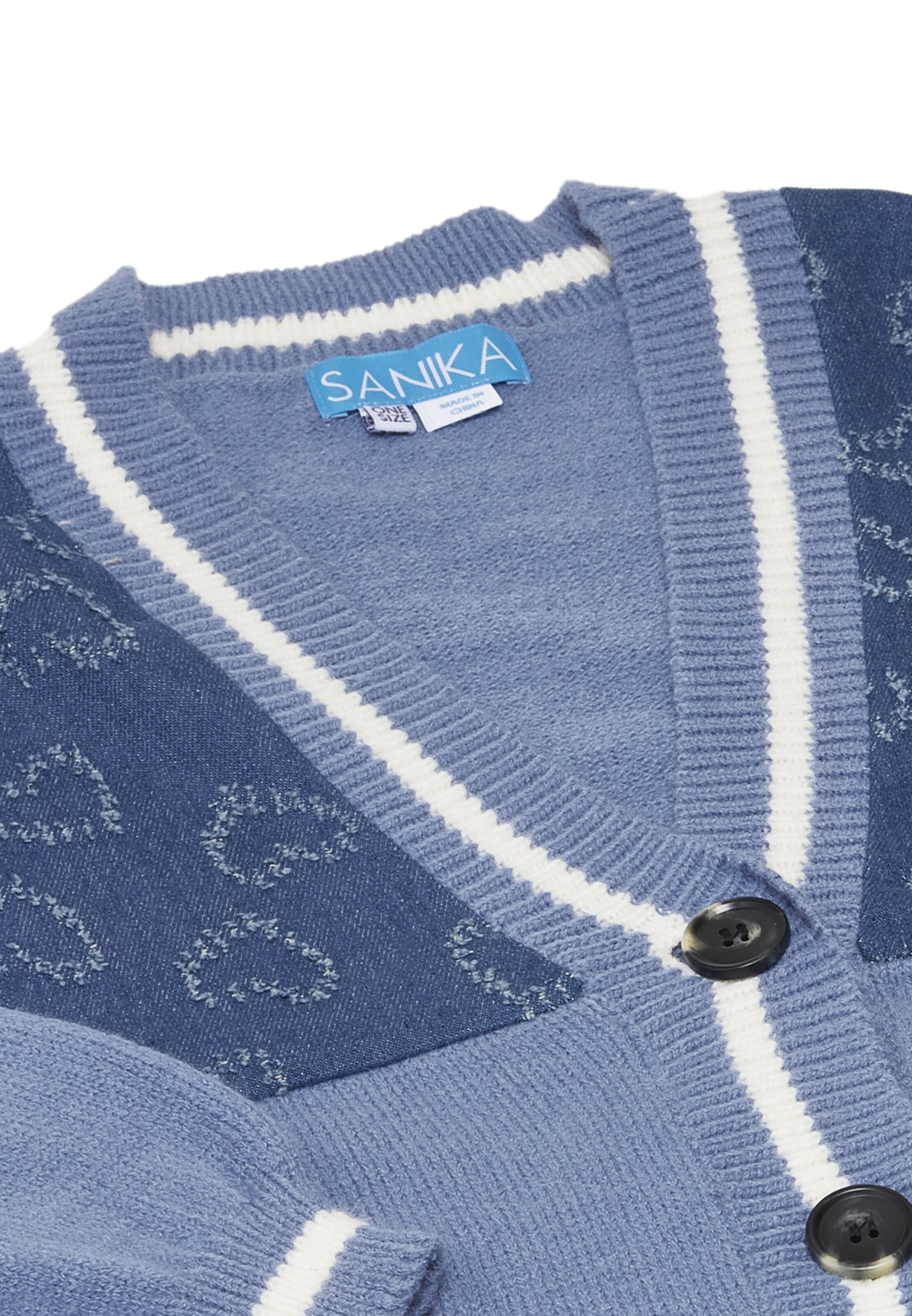 SANIKA - Casaco de malha em azul