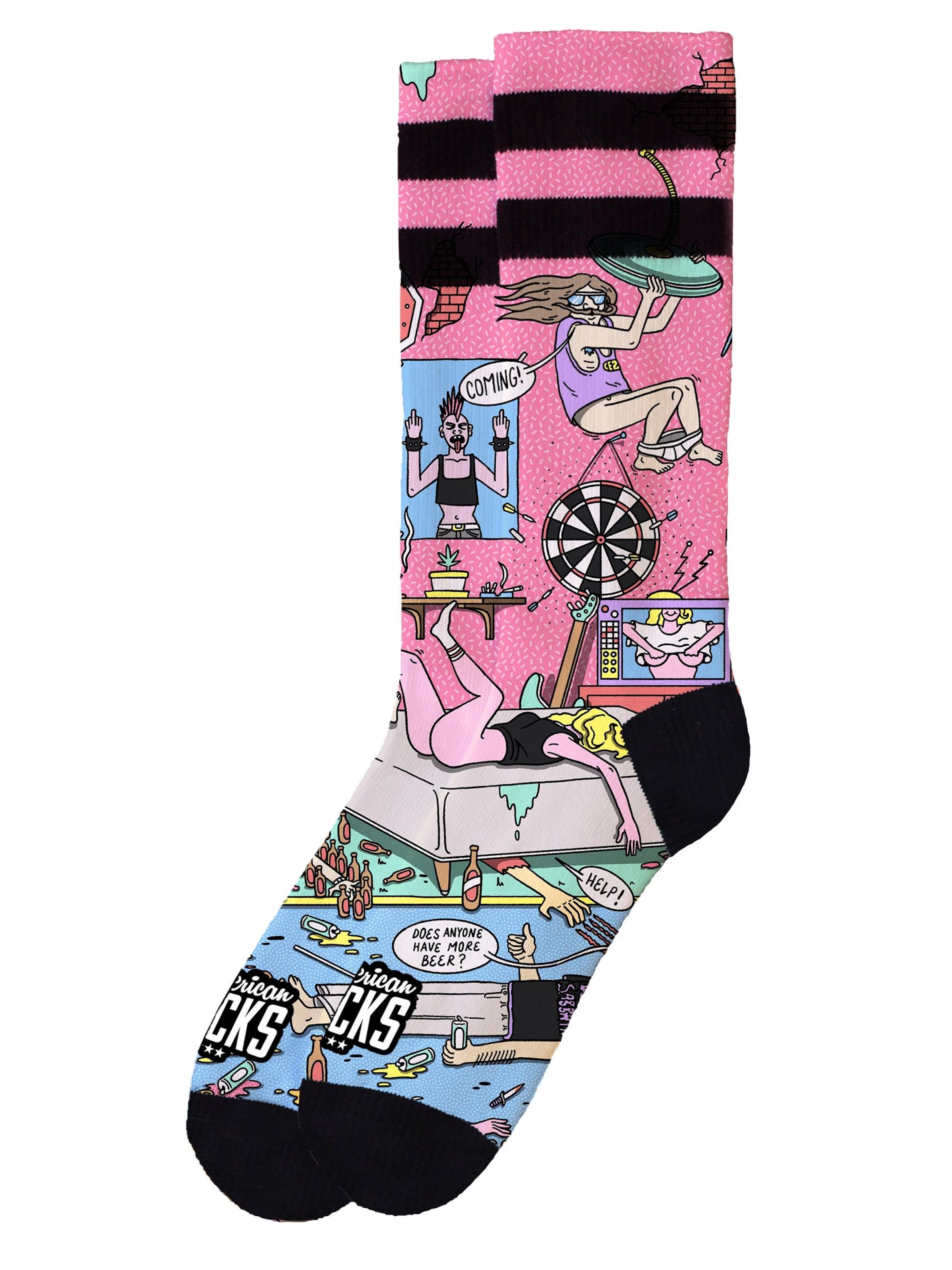 Chaussettes 'American Pie' American Socks en rose : devant