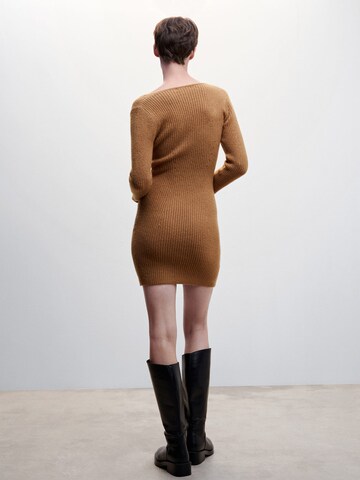 MANGO Knitted dress 'KALEV' in Brown