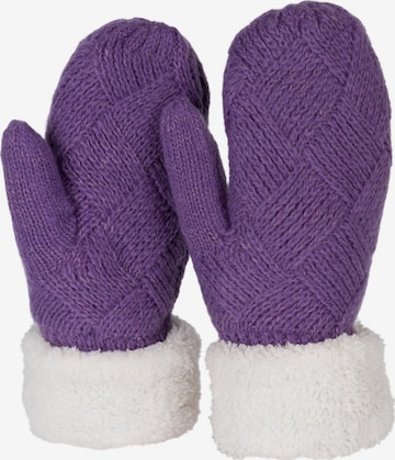 styleBREAKER Fäustlinge 'Strickhandschuhe Fäustlinge mit Rauten Muster und Fleece' in Lila: Vorderseite