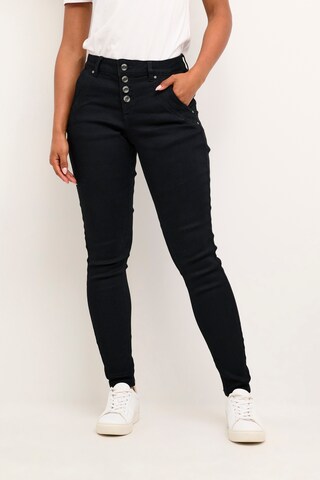 Coupe slim Jean 'Sandy' Cream en noir : devant