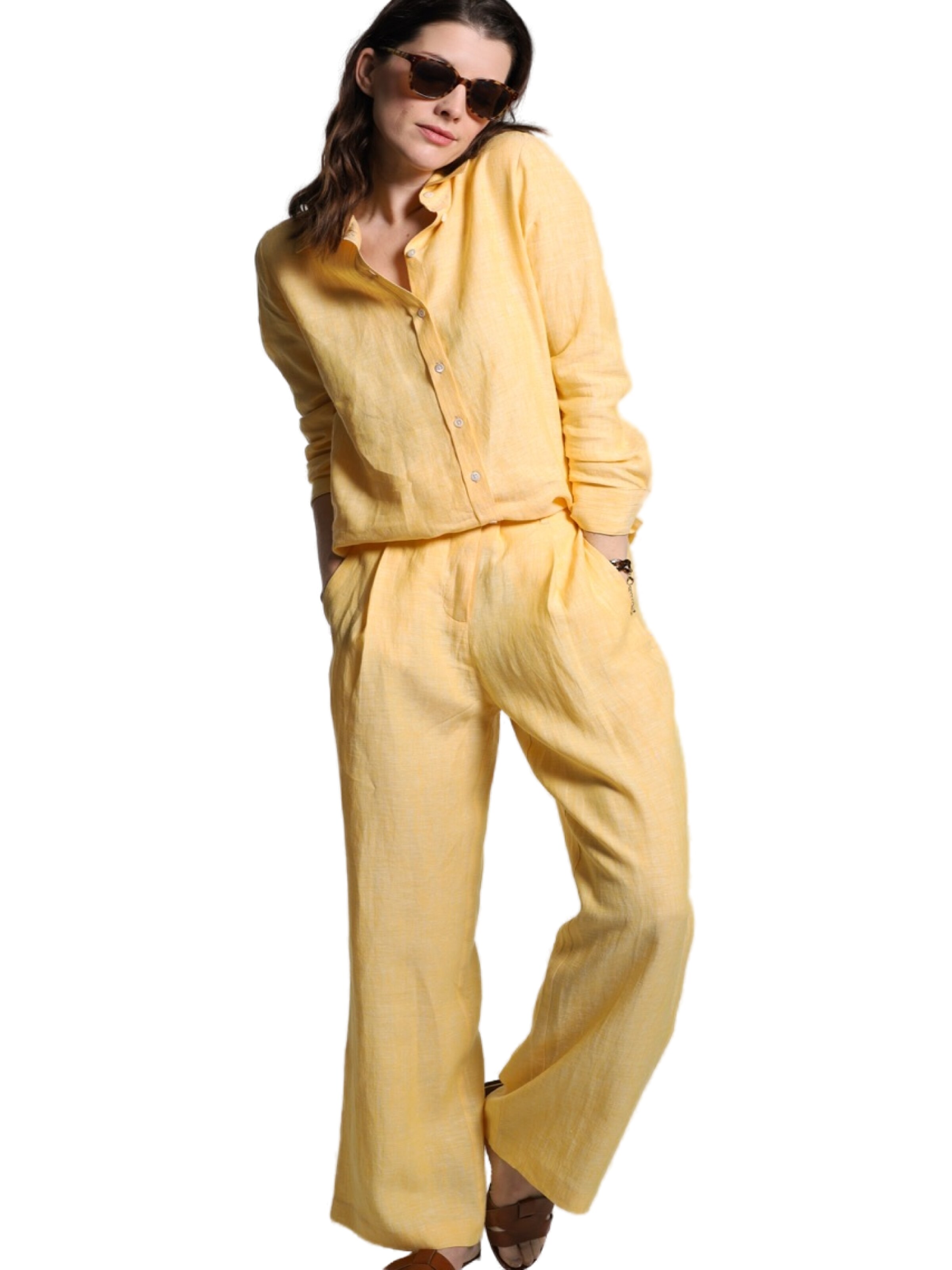 Wide leg Pantaloni 'Philine' di WEARABLE STORIES in giallo