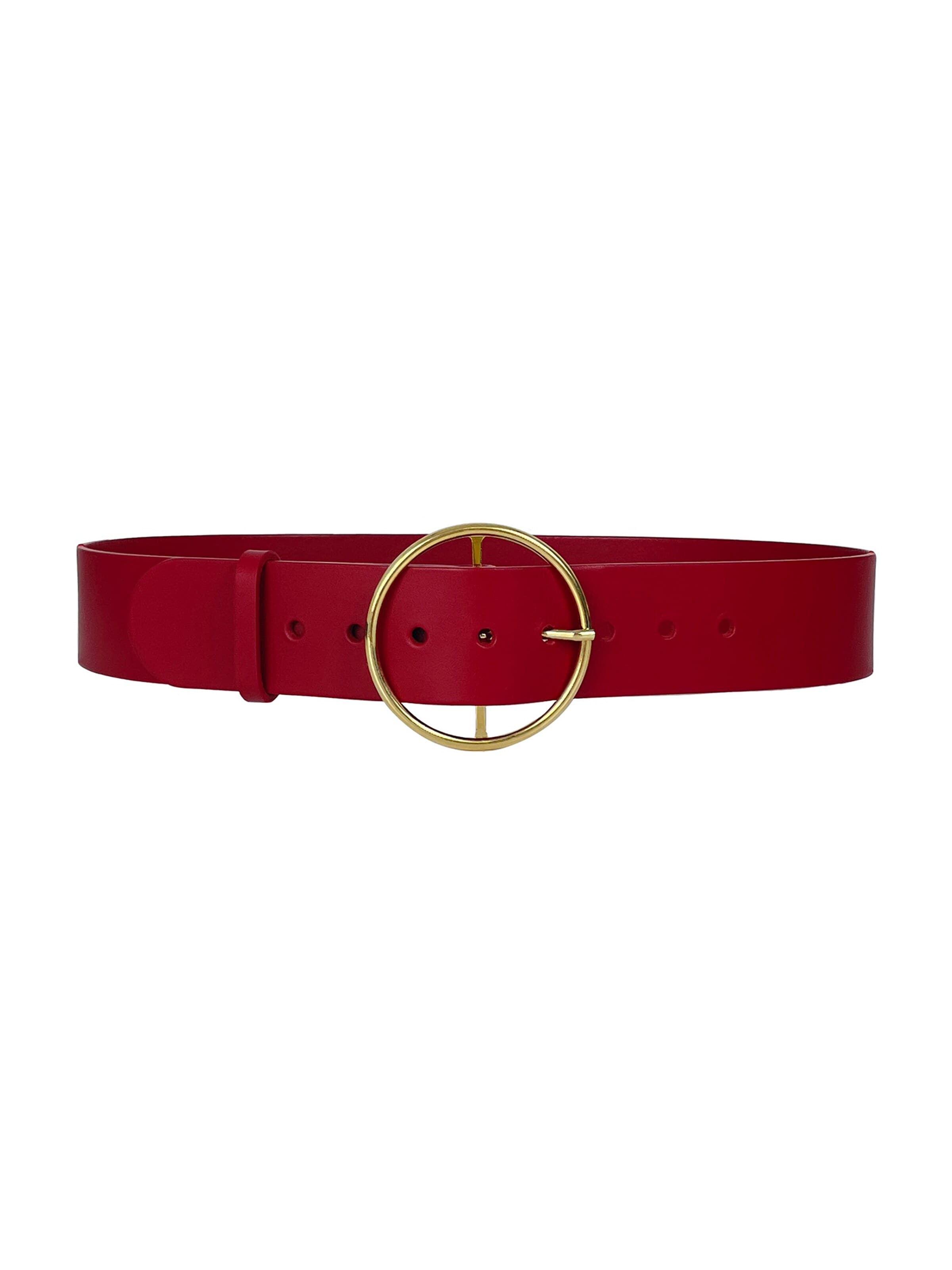 Ceinture Haute Cuir en rouge : devant