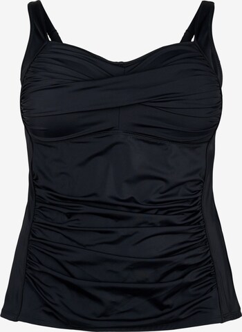 T-shirt Top per tankini 'SBASIC' di Swim by Zizzi in nero: frontale