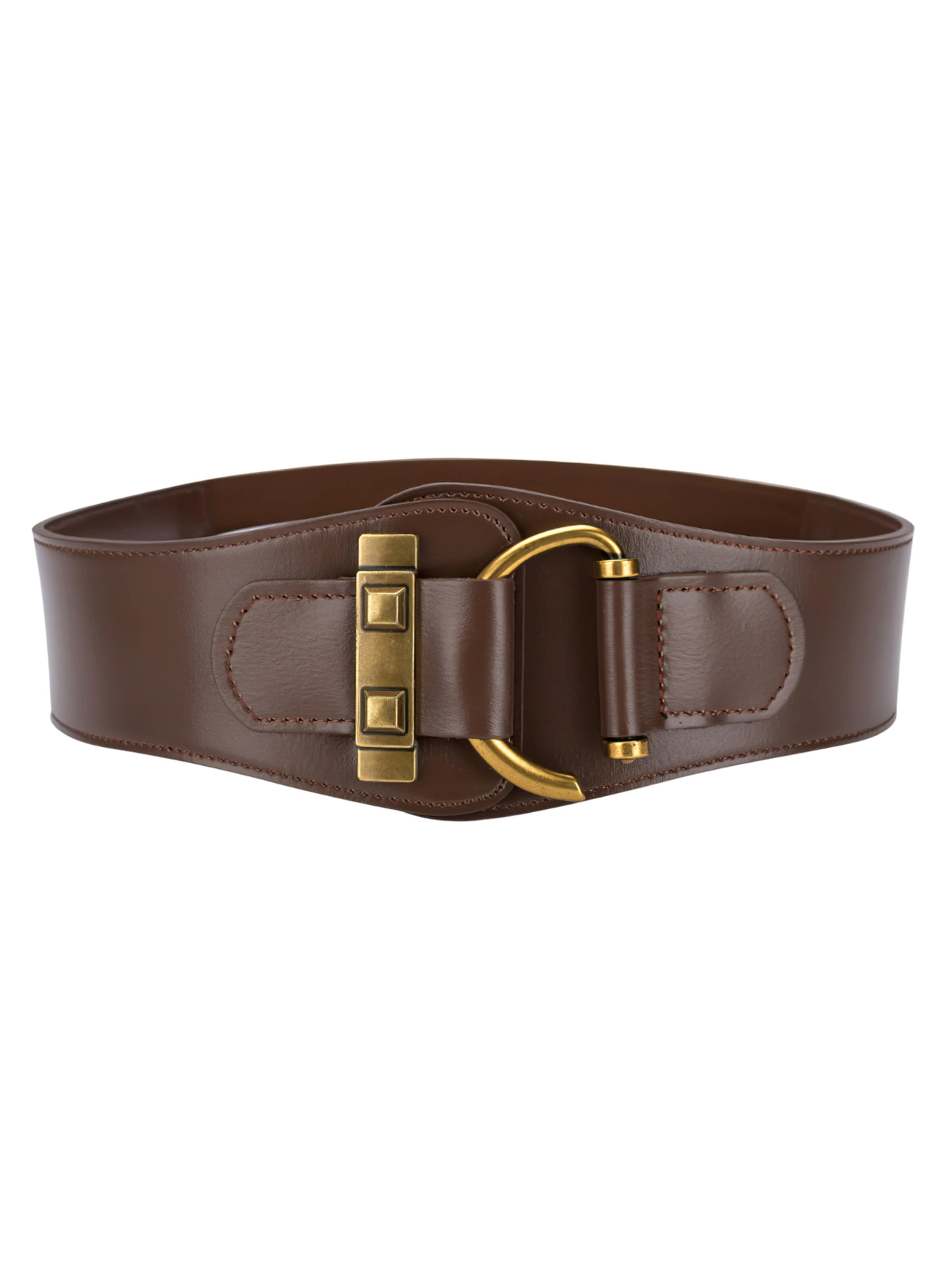 Magicshe Belt 'Breiter Taillengürtel Leder Elastisch' in Brown: front