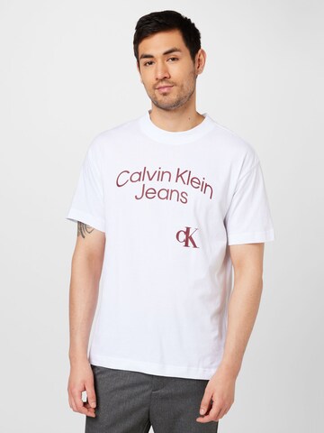 balta Calvin Klein Jeans Marškinėliai: priekis