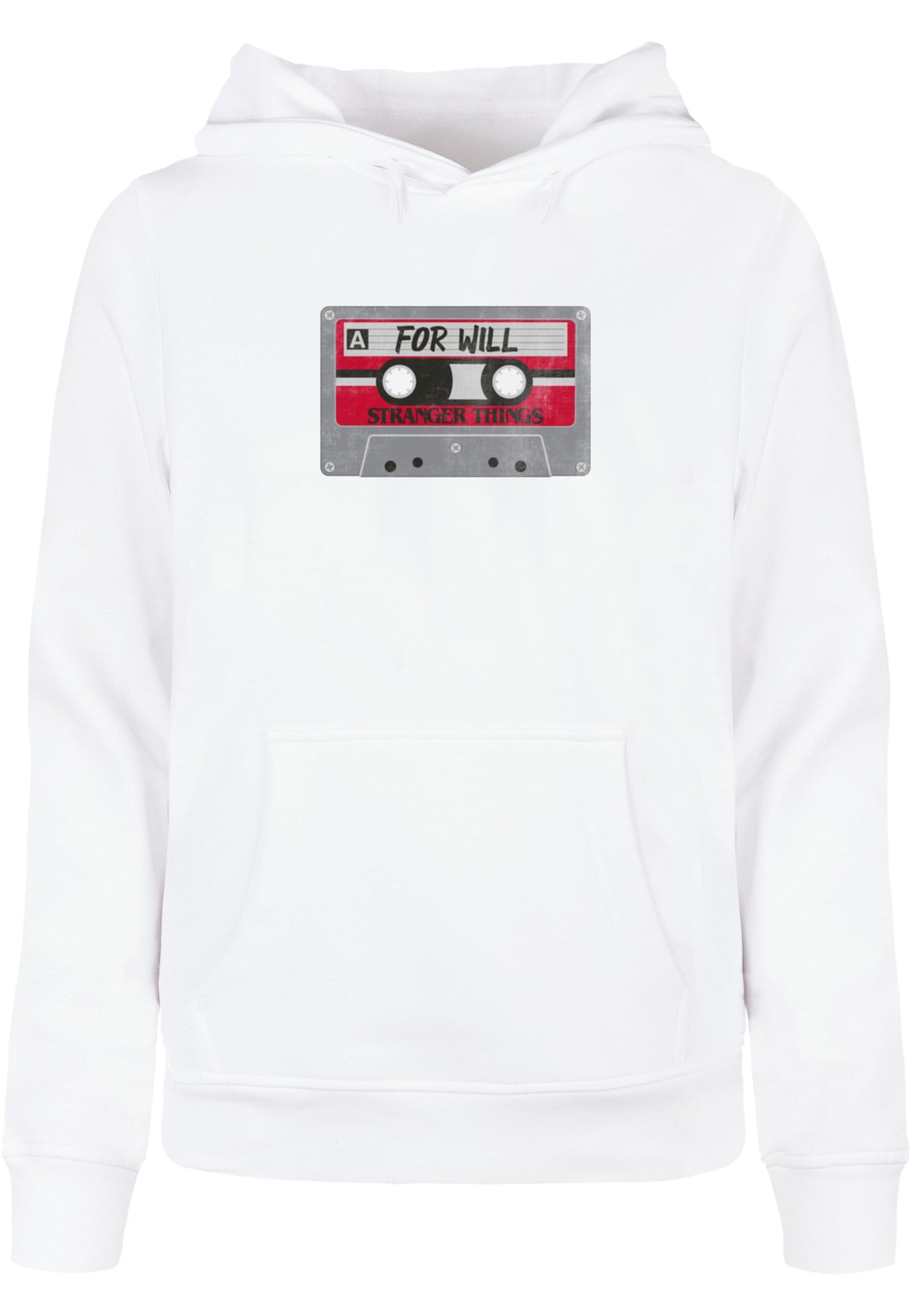 ABSOLUTE CULT Sweatshirt 'Stranger Things - Cassette ' in Weiß: Vorderseite