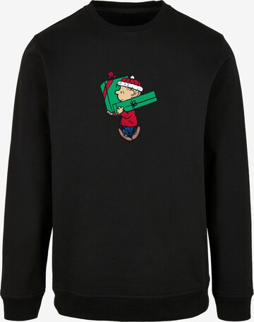 Merchcode Sweatshirt 'Peanuts Charlies Presents' in Zwart: voorkant