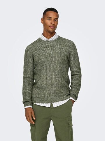 Only & Sons Trui 'ONSTegan' in Groen: voorkant