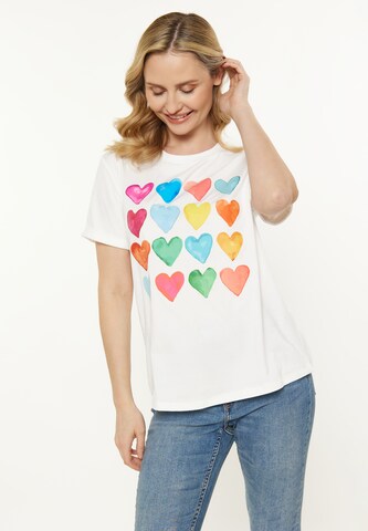 usha BLUE LABEL Särk 'Fashion Look', värv valge: eest vaates