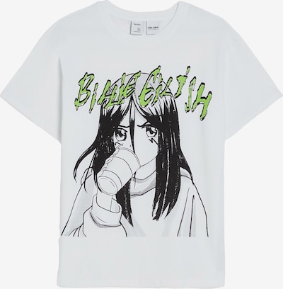 Bershka T-shirt en gris / vert / noir / blanc, Vue avec produit