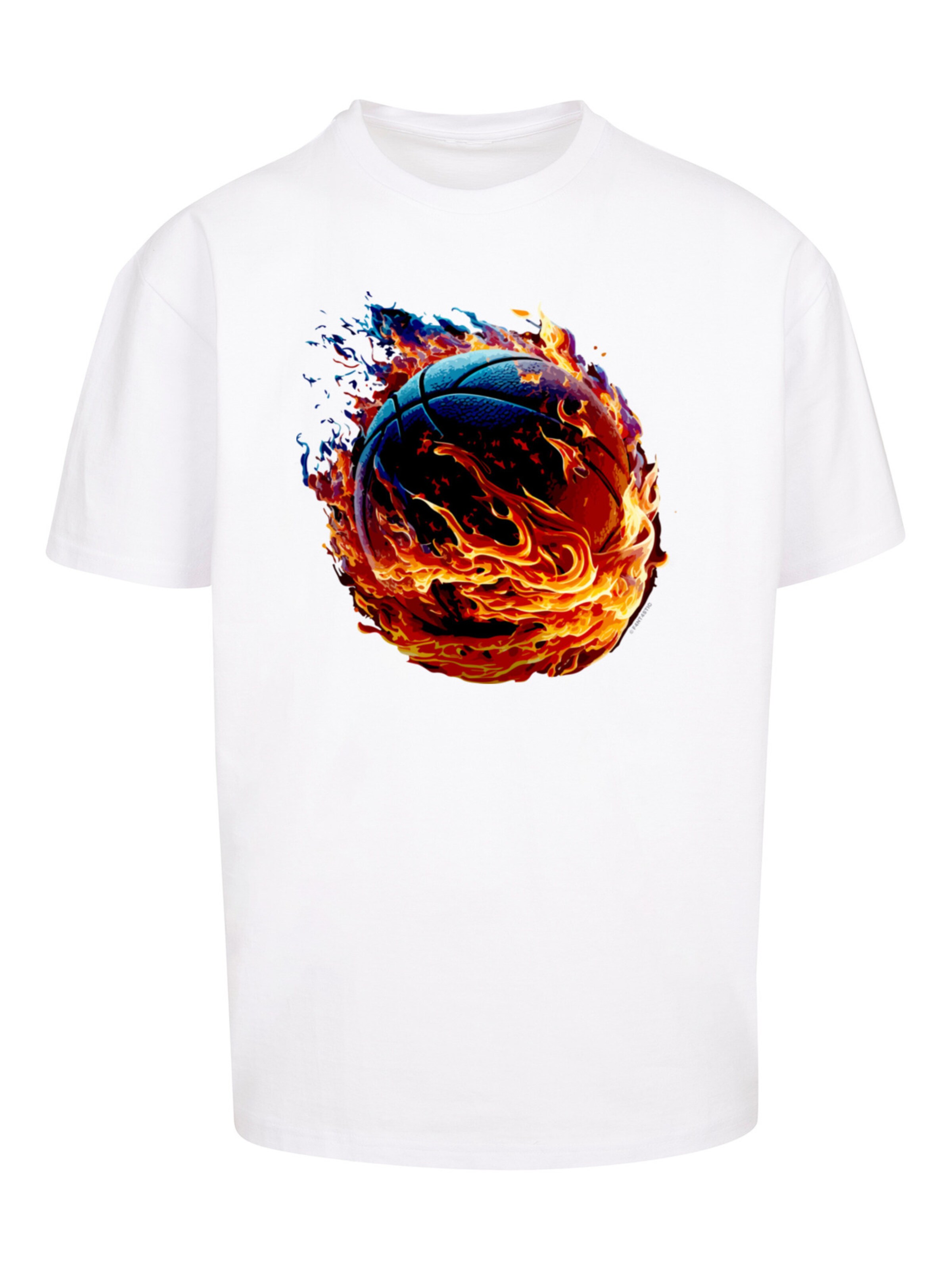 T-Shirt 'Basketball Sports Collection On FIRE' F4NT4STIC en blanc : devant