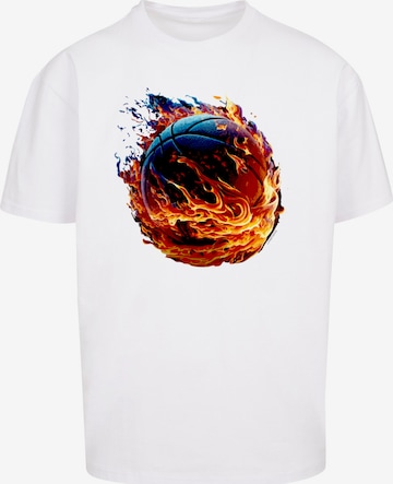 T-Shirt 'Basketball Sports Collection On FIRE' F4NT4STIC en blanc : devant