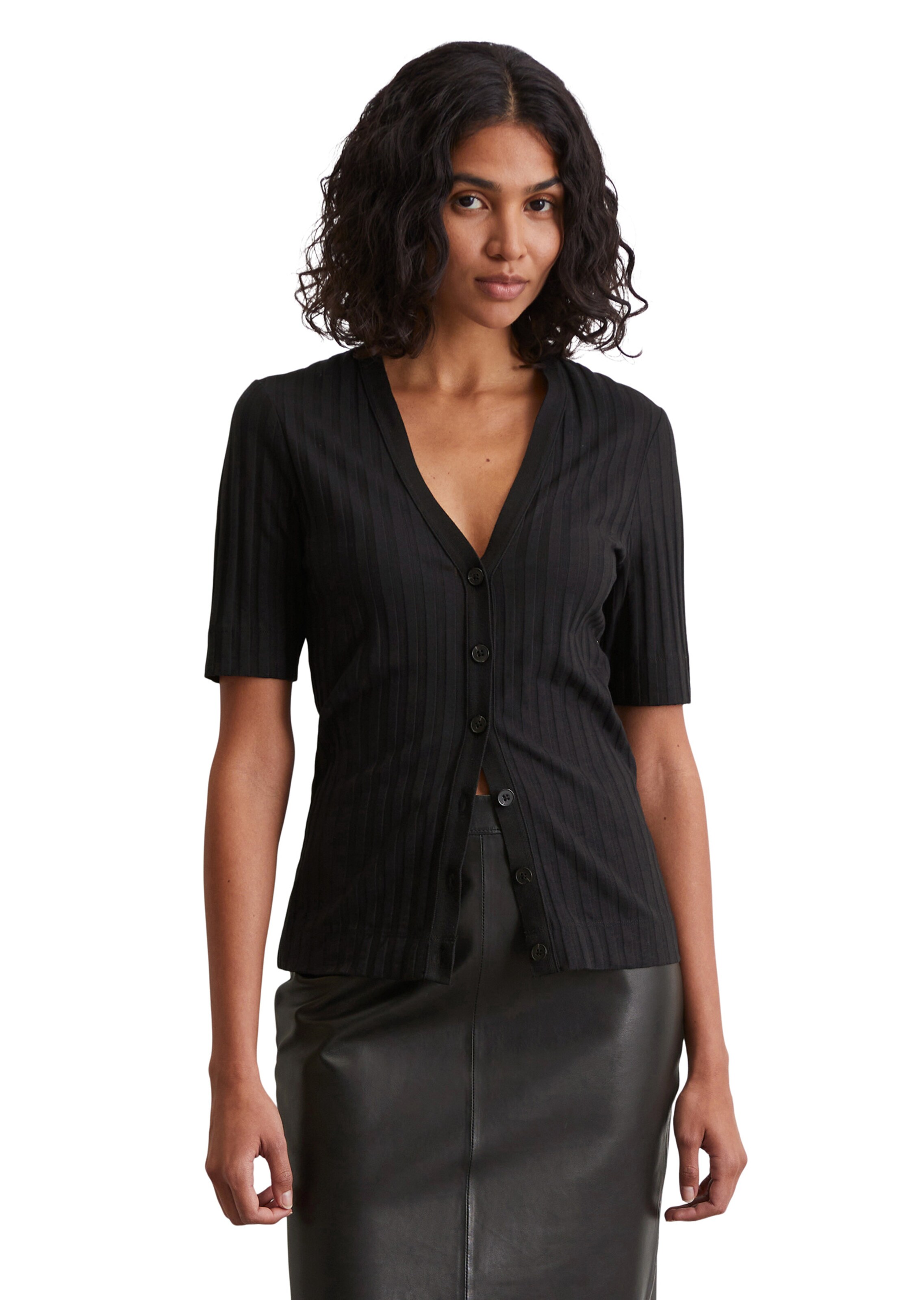 Marc O'Polo Strickjacke in Schwarz: Vorderseite