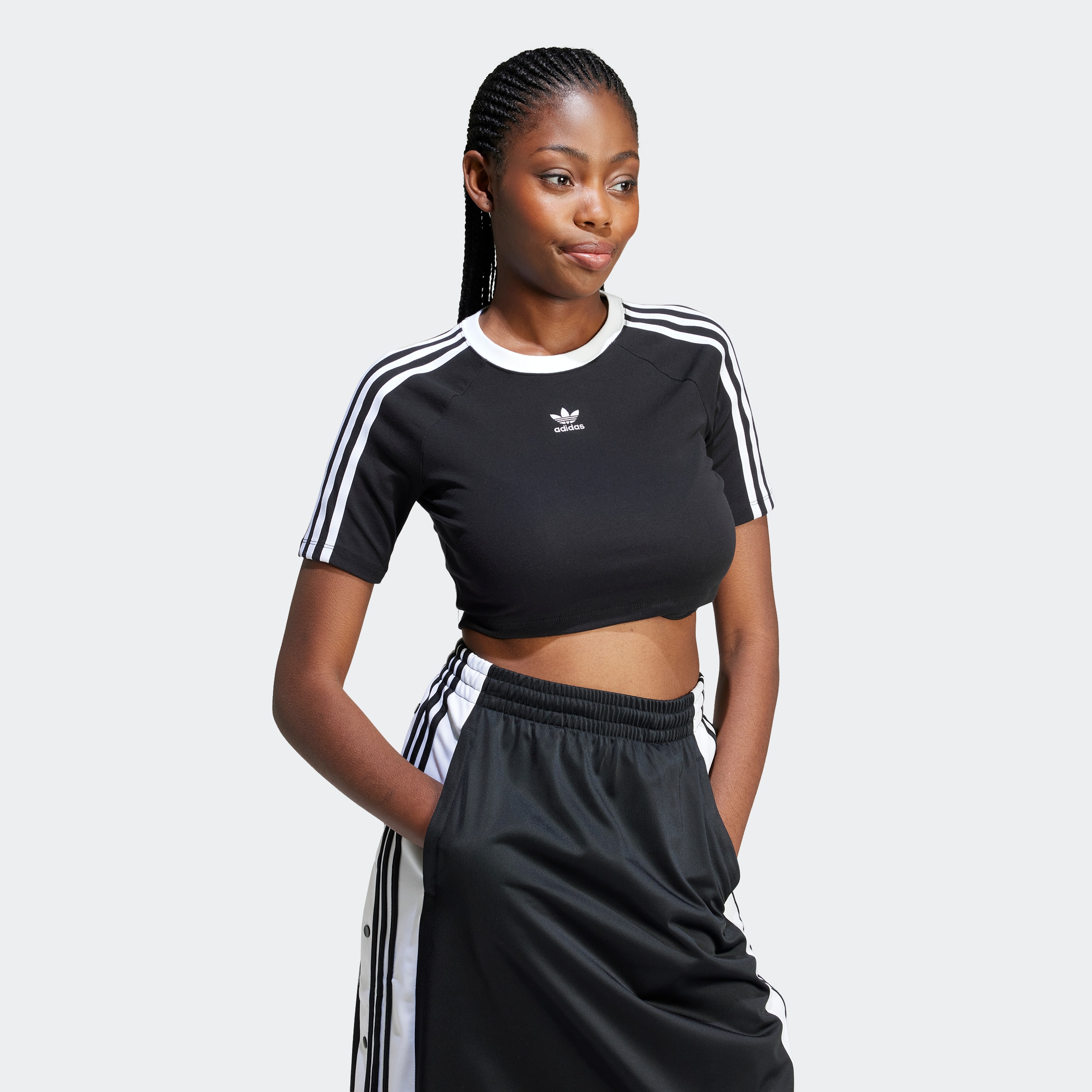 ADIDAS ORIGINALS Shirt 3 Streifen in Black ABOUT YOU