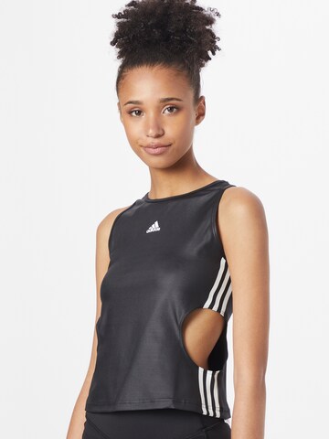 Sport top 'Hyperglam Fitted With Cutout Detail' de la ADIDAS SPORTSWEAR pe negru: față