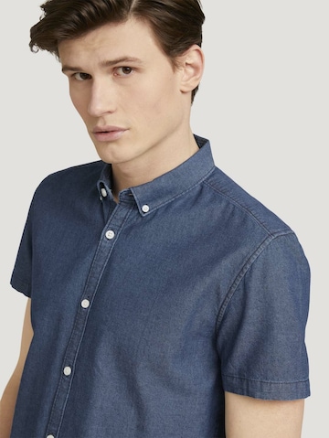 TOM TAILOR DENIM Comfort fit Button Up Shirt in Blue