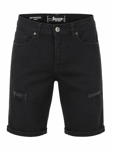 Regular Jean 'Herren Jeansshorts Boxeur des Rues San Francisco, Slim Fit, Schwarz, Kratzeffekt' Boxeur des Rues en noir : devant
