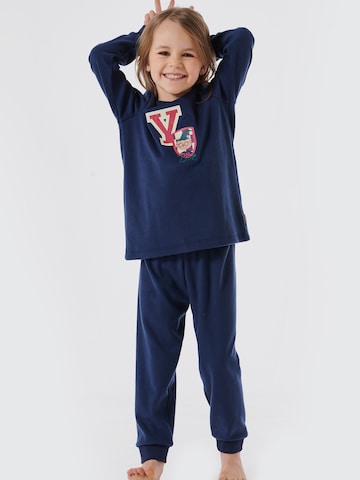 SCHIESSER Nachtkledij ' Cat Zoe Fleece ' in Blauw: voorkant