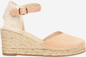 Alhamas - Sandalias con hebilla 'Alpargata Cuña 7 cm' en naranja: frente