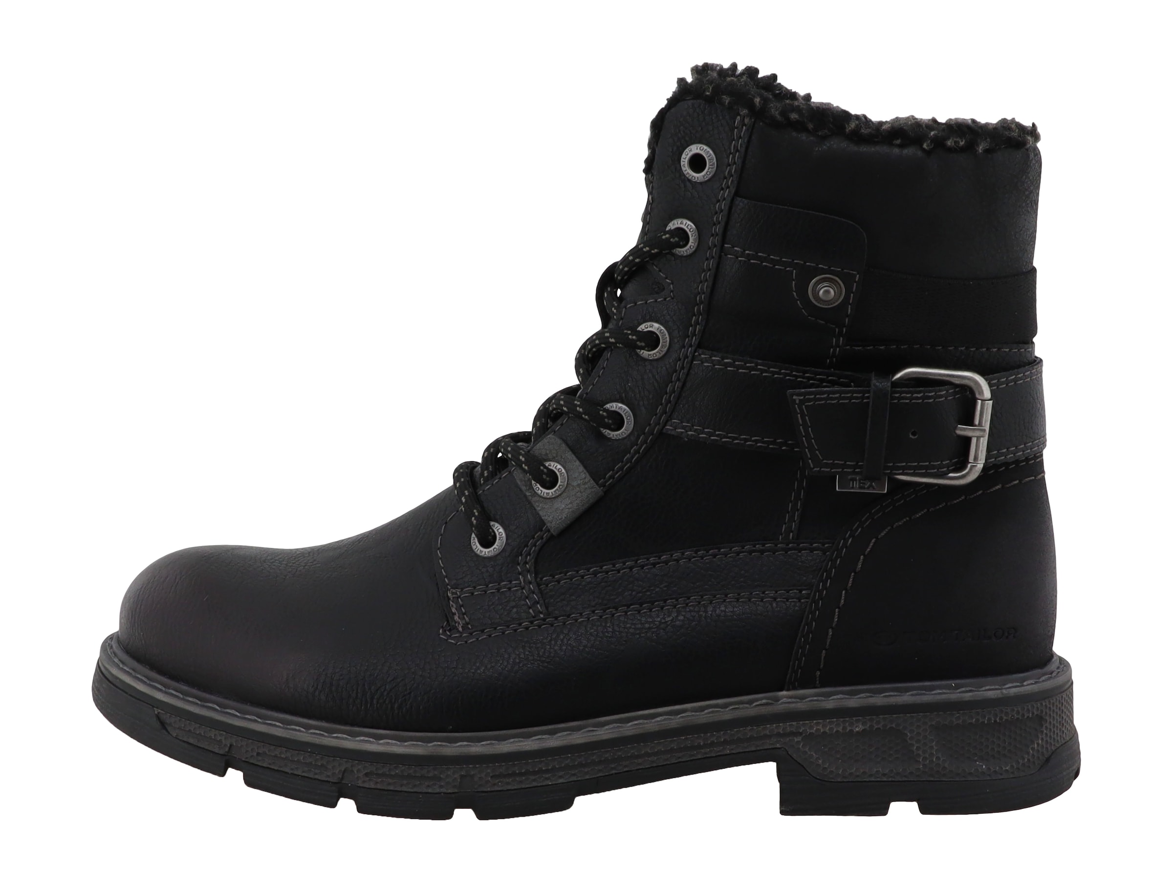 TOM TAILOR - Botas con cordones en negro