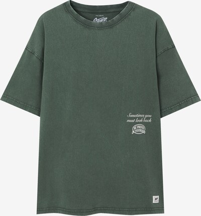 Pull&Bear T-Shirt in dunkelgrün / offwhite, Produktansicht