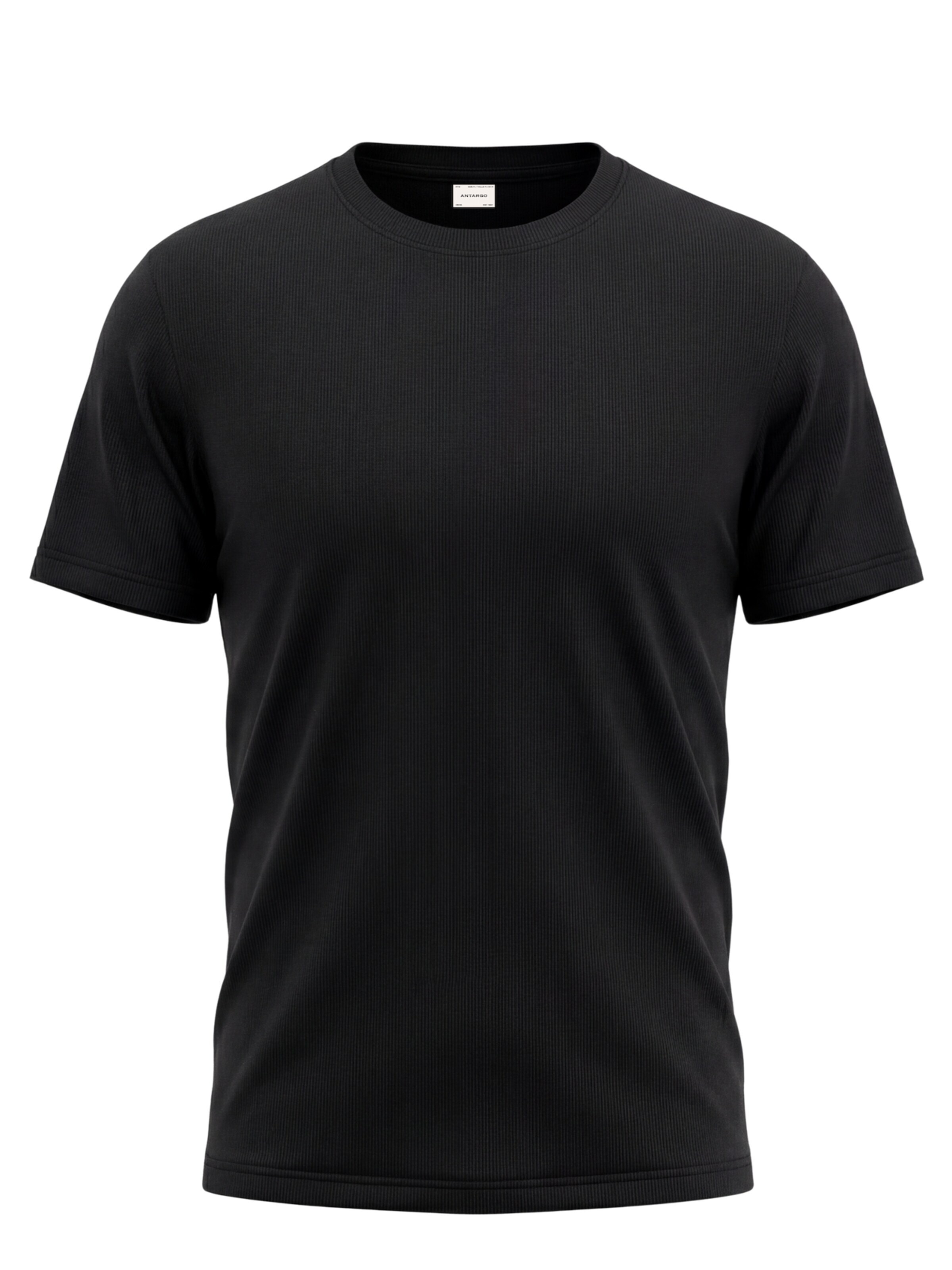Antargo Shirt 'Waffle T-Shirt' in Black: front