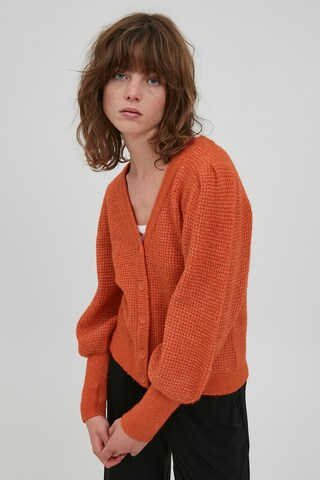 ICHI Knit cardigan 'DUSTY' in Orange: front