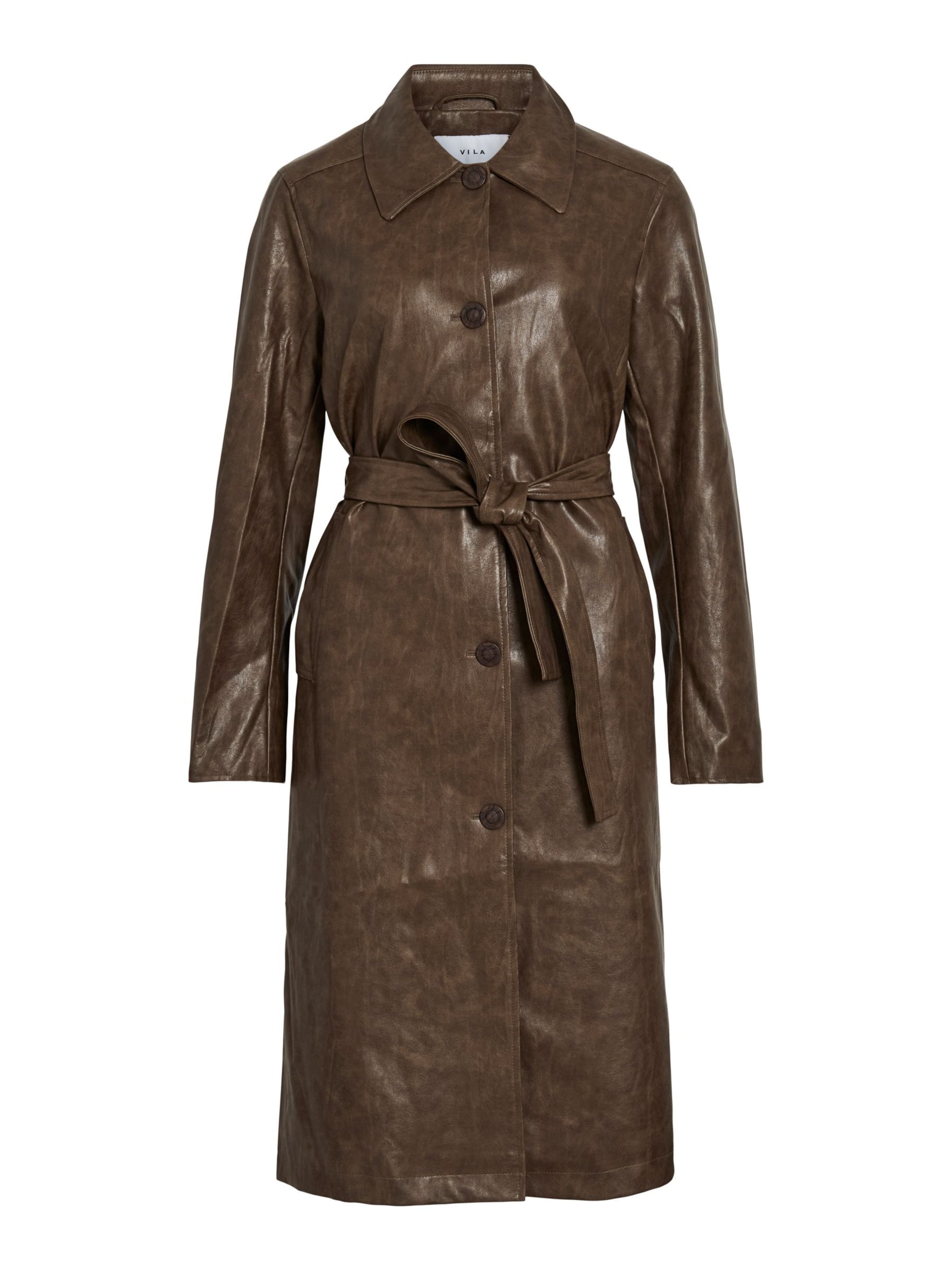 VILA - Abrigo de entretiempo en marrón: frente