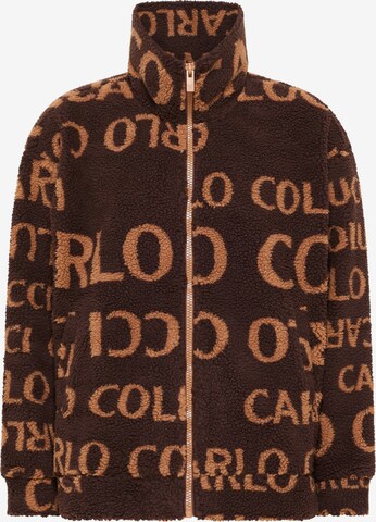 Carlo Colucci Zip-Up Hoodie ' DeLazzari ' in Brown: front