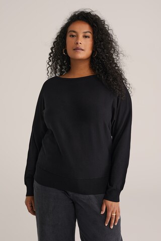 WE Fashion Пуловер 'Curve' в черно: отпред