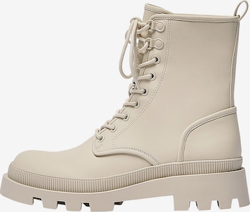Pull&Bear Lace-up bootie in Beige