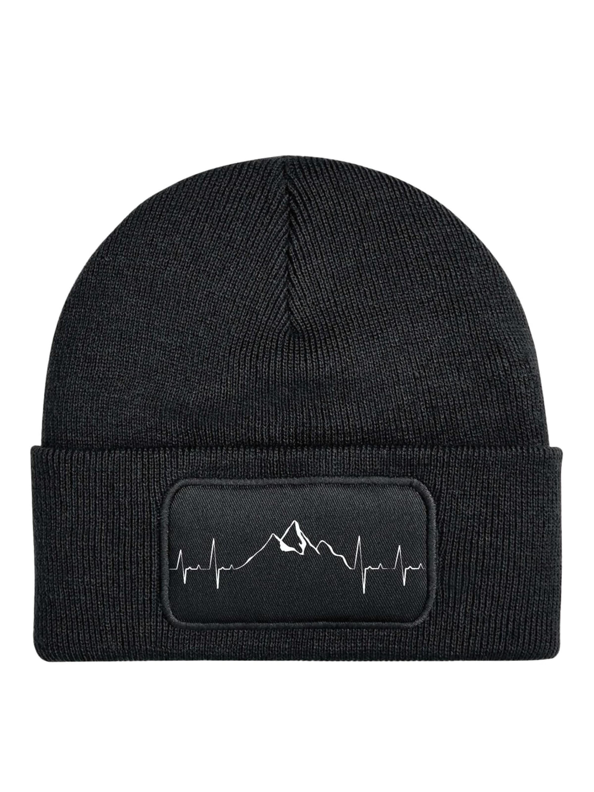 Youth Designz Mütze 'Heartbeat Mountain'‌‌‌‌ in Schwarz: Vorderseite