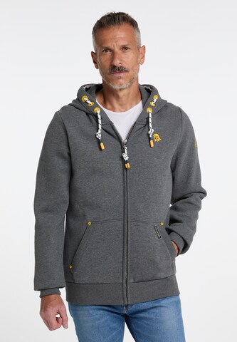 Schmuddelwedda Zip-Up Hoodie in Grey: front