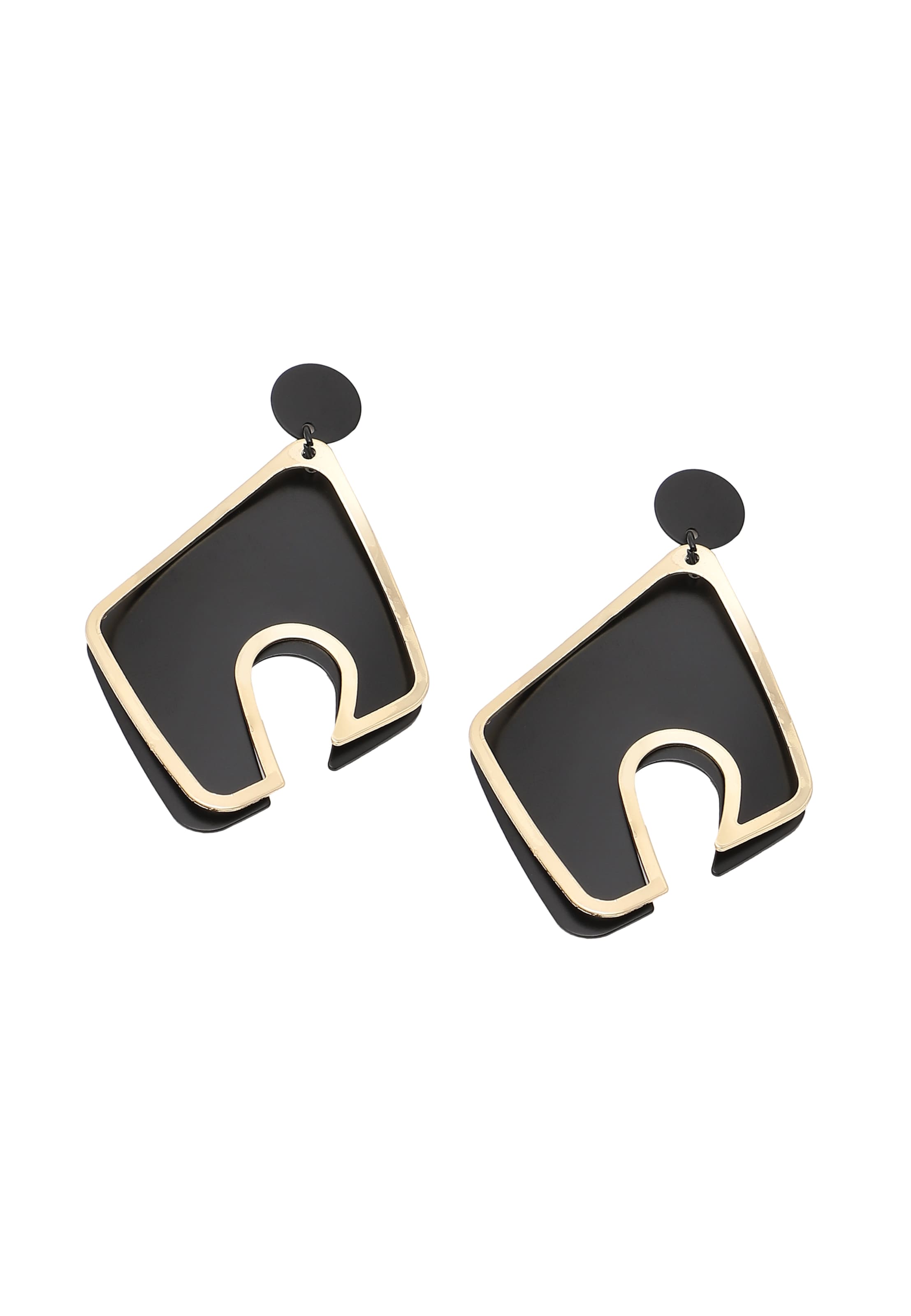 SOHI Обеци 'Fern' в черно: отпред