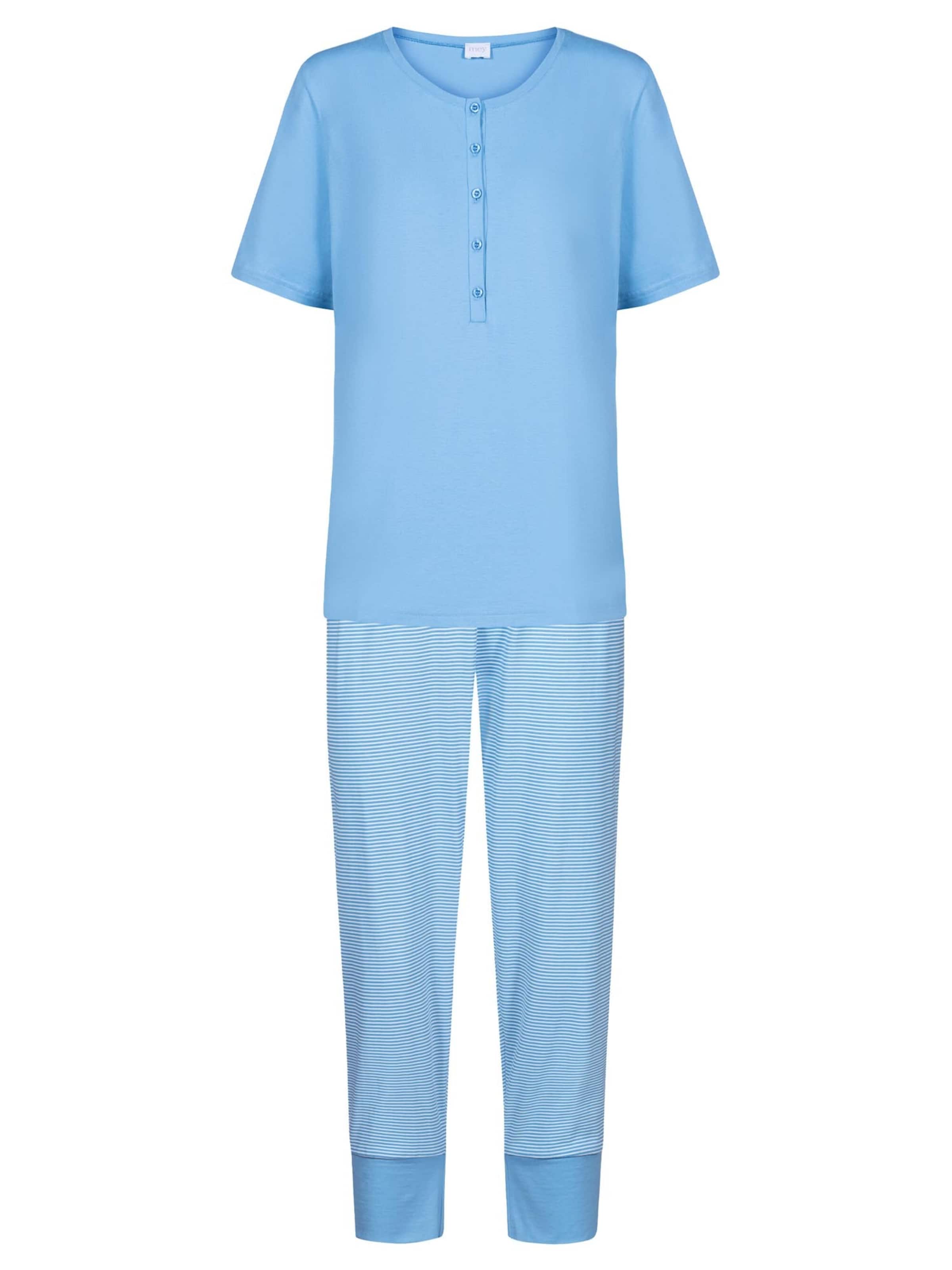 Mey Pyjama 'Small Stripes'‌‌‌‌‌‌‌‌ in Blau: Vorderseite