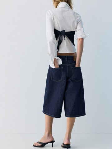 Wide Leg Jean Pull&Bear en bleu