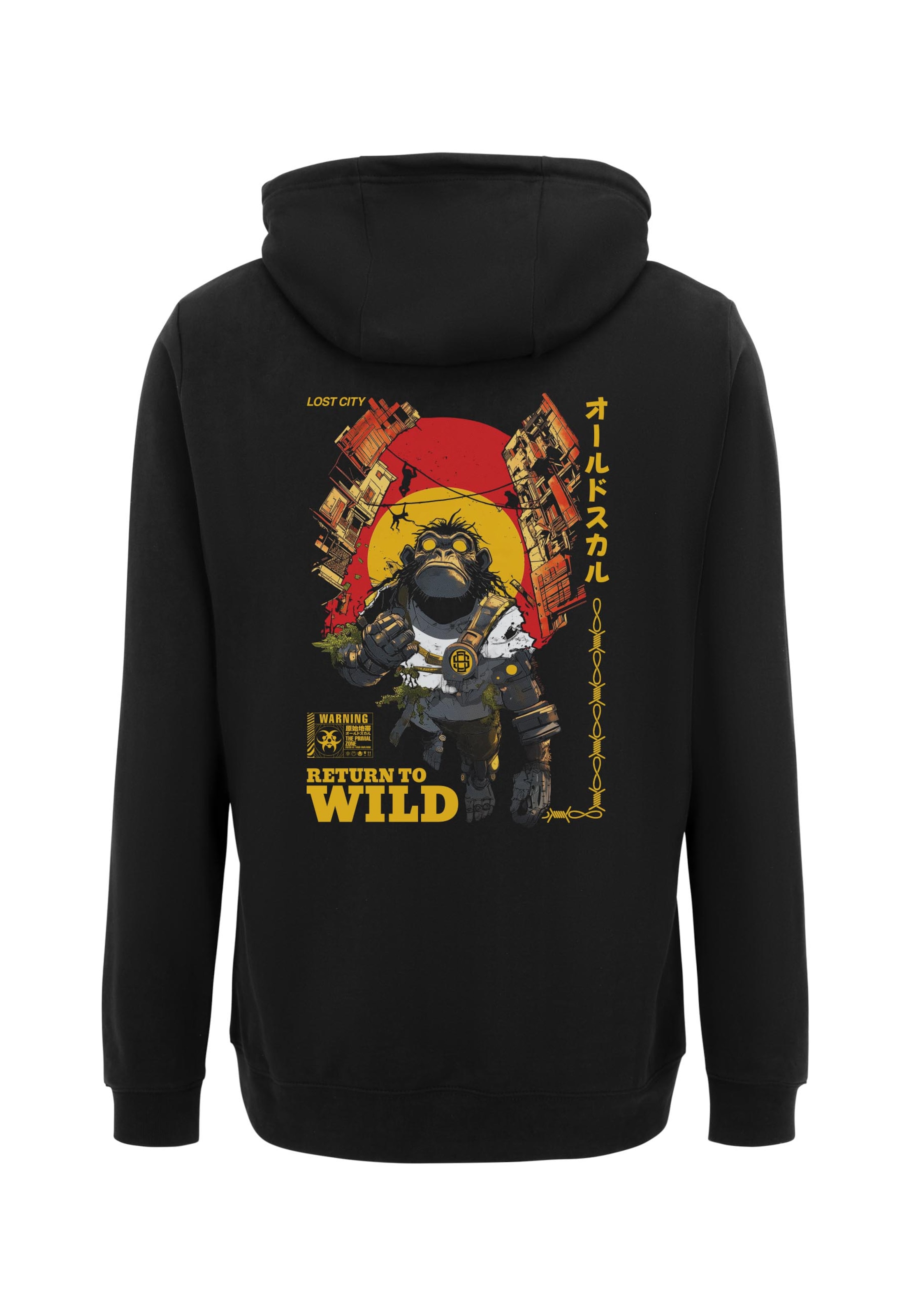 Oldskull Sweatjacke 'Wrldvibe Return to Wild' in Schwarz: Vorderseite