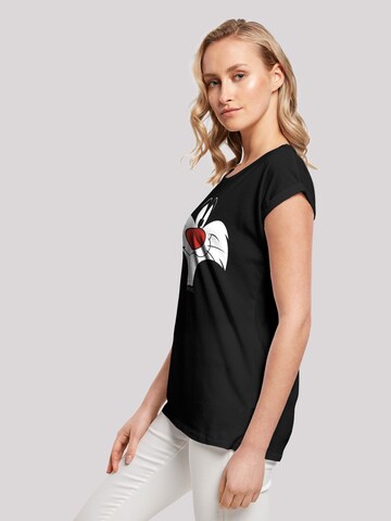 F4NT4STIC Shirt 'Looney Tunes Sylvester Big Face' in Zwart