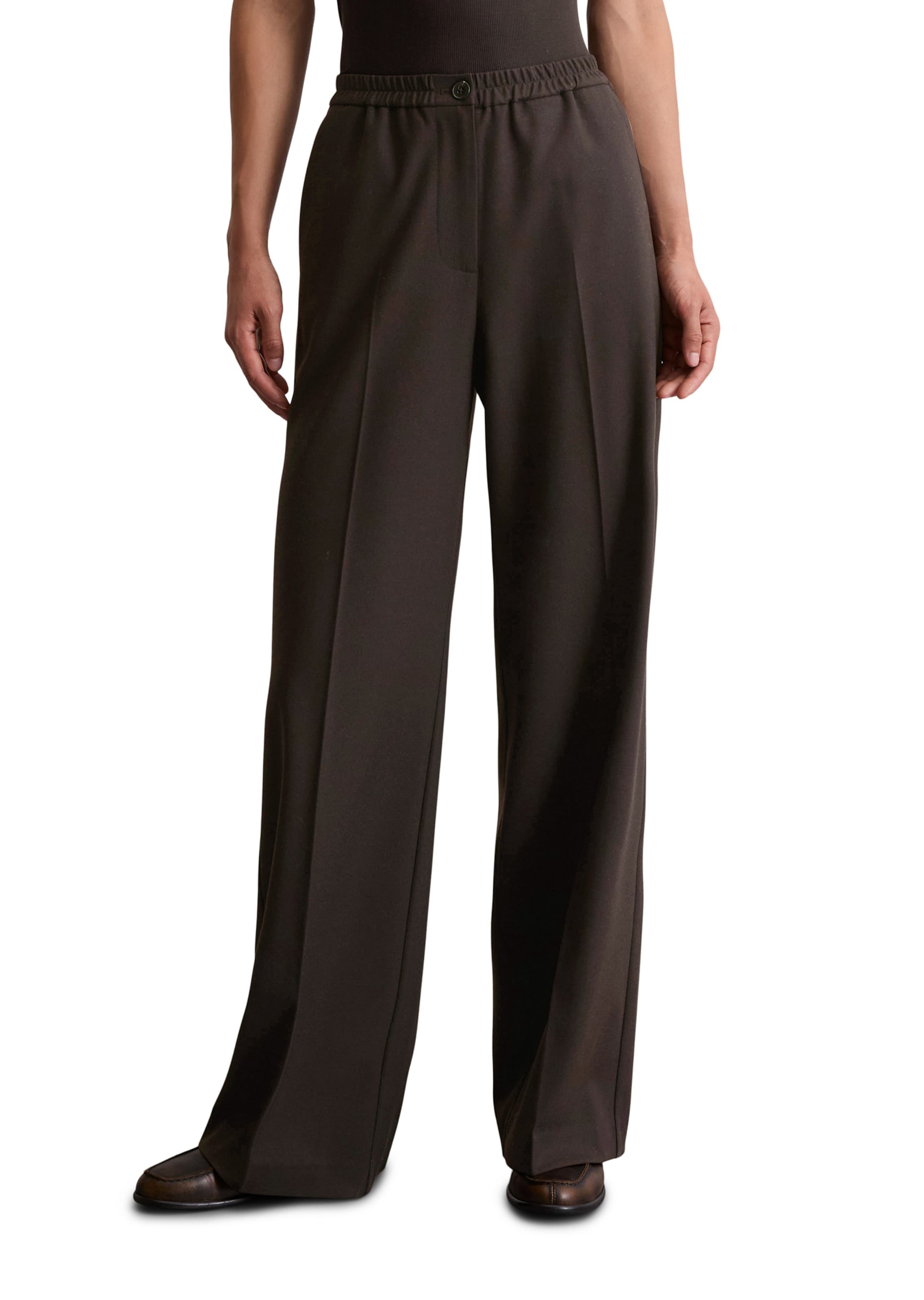 Wide Leg Pantalon à plis Marc O'Polo en marron : devant
