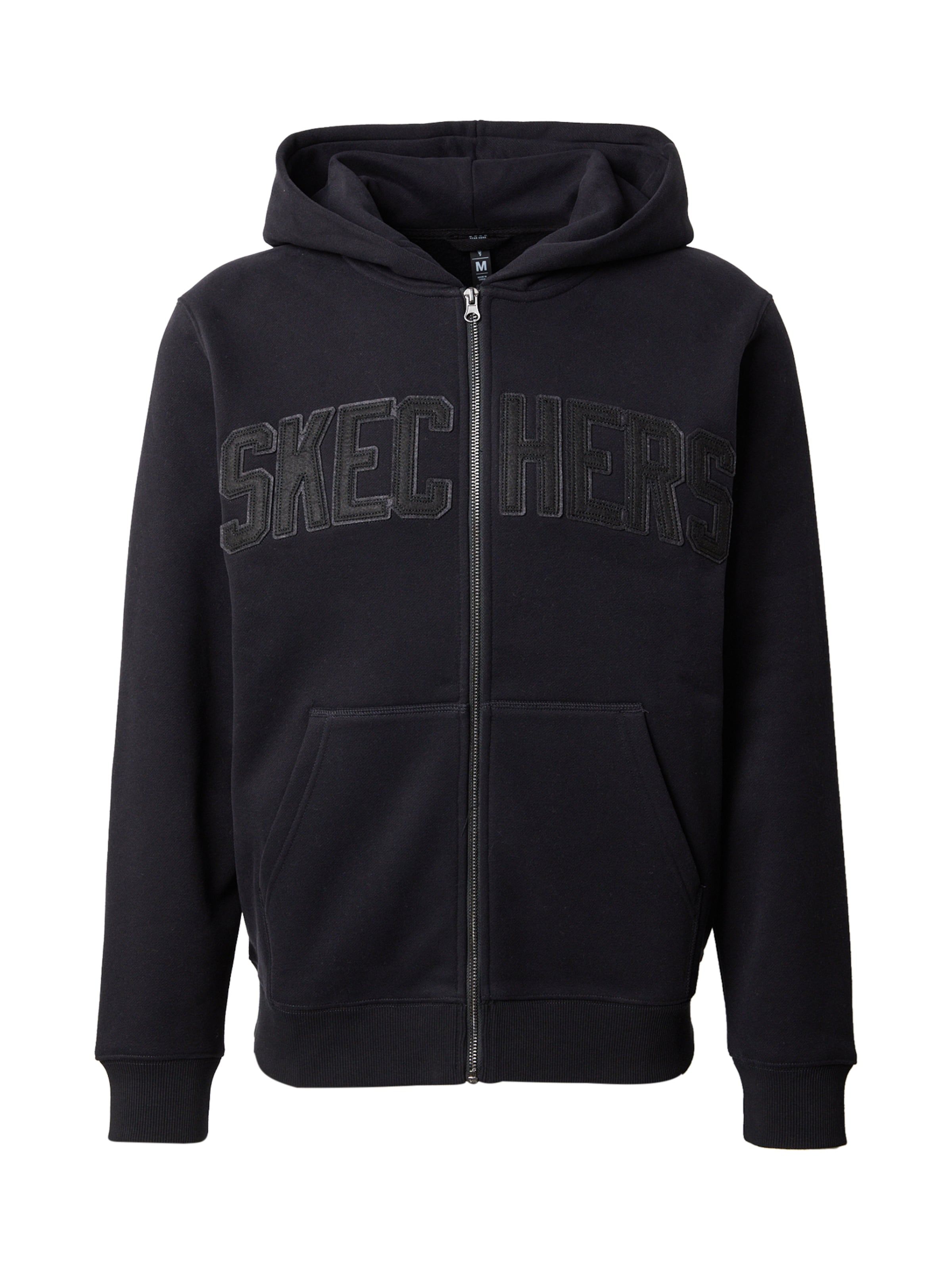 Bluză cu fermoar sport de la SKECHERS pe negru: față