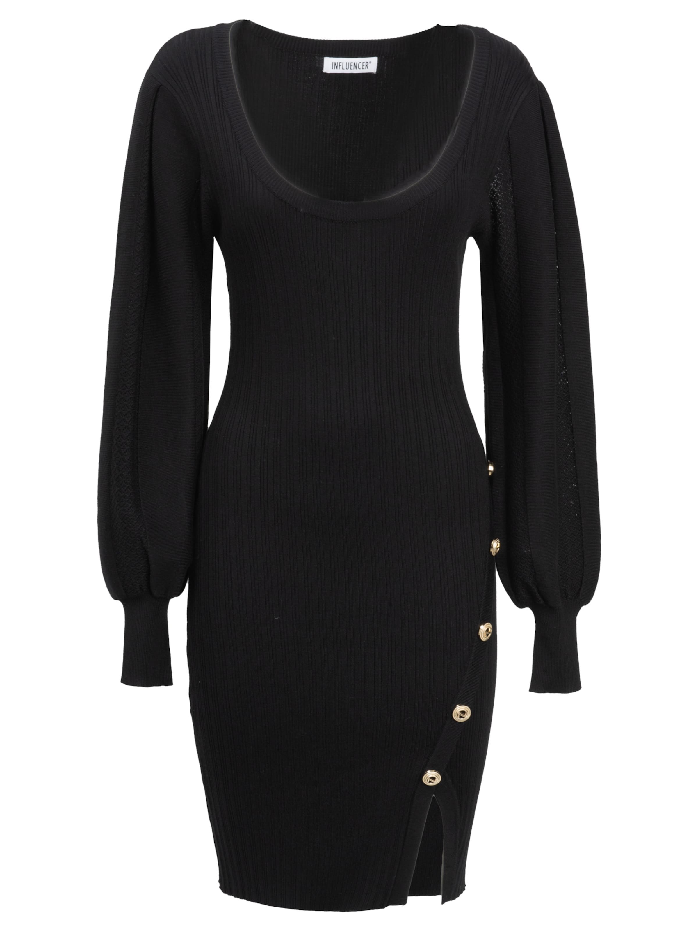 Influencer Pletené šaty - Čierna: predná strana