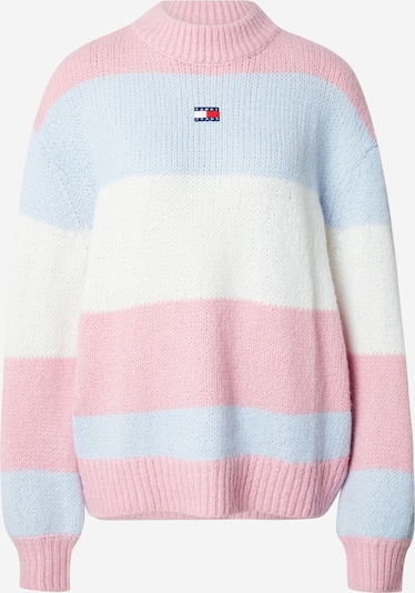 Tommy Jeans Pull-over oversize en bleu marine / bleu clair / rose / blanc cassé, Vue avec produit