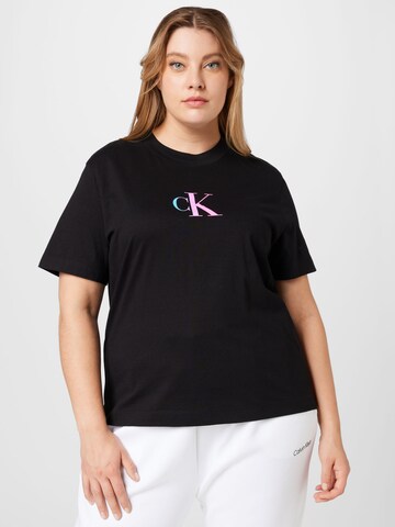 Calvin Klein Jeans Curve Shirt in Zwart: voorkant